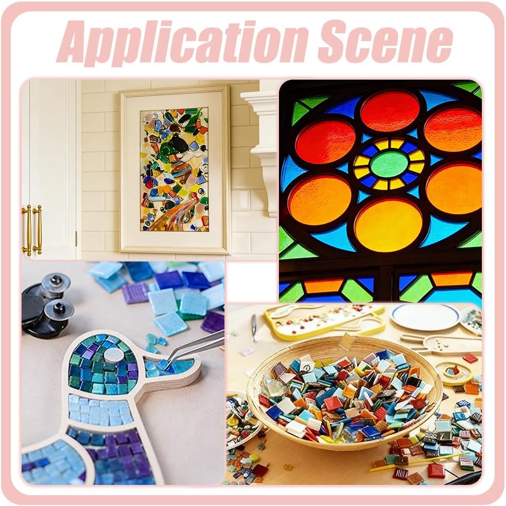 WADORN 2 Sheets Stained Glass Sheets Variety Pack, 4 x 6 Inch Green Mosaic Stained Glass Supplies Bulk for Suncatchers DIY Crafts Projects Cathedral Window Art Variety Mosaic Art Home Decor