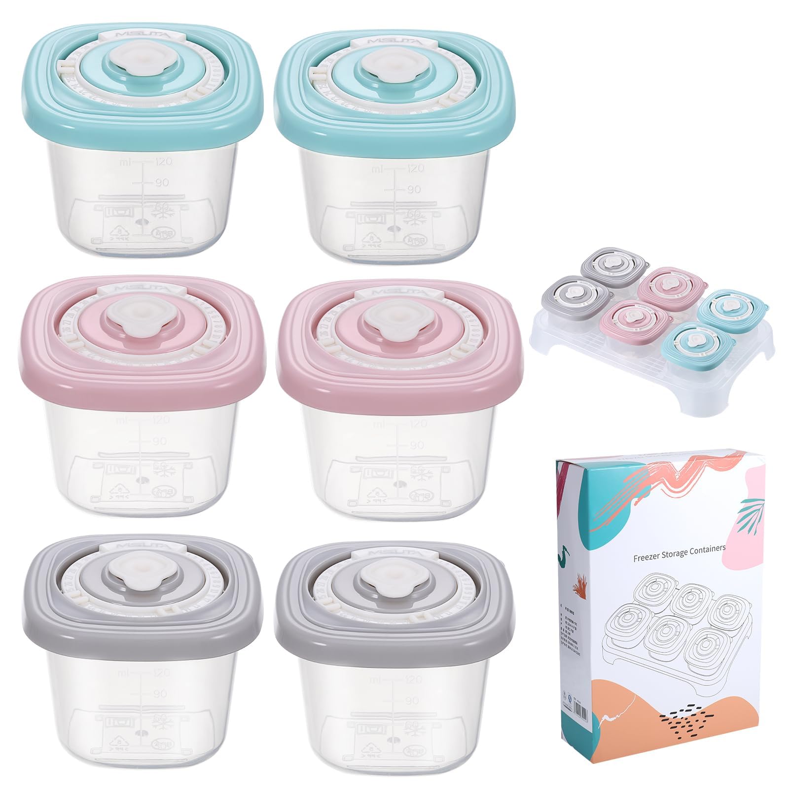 Mini Containers with Lids, Baby Porridge Freezing Containers, Complementary Food Freezing Container with Timing Function, Heat Resistant Snack Box Baby, Small Tins with Lid for Breast Milk Baby Food