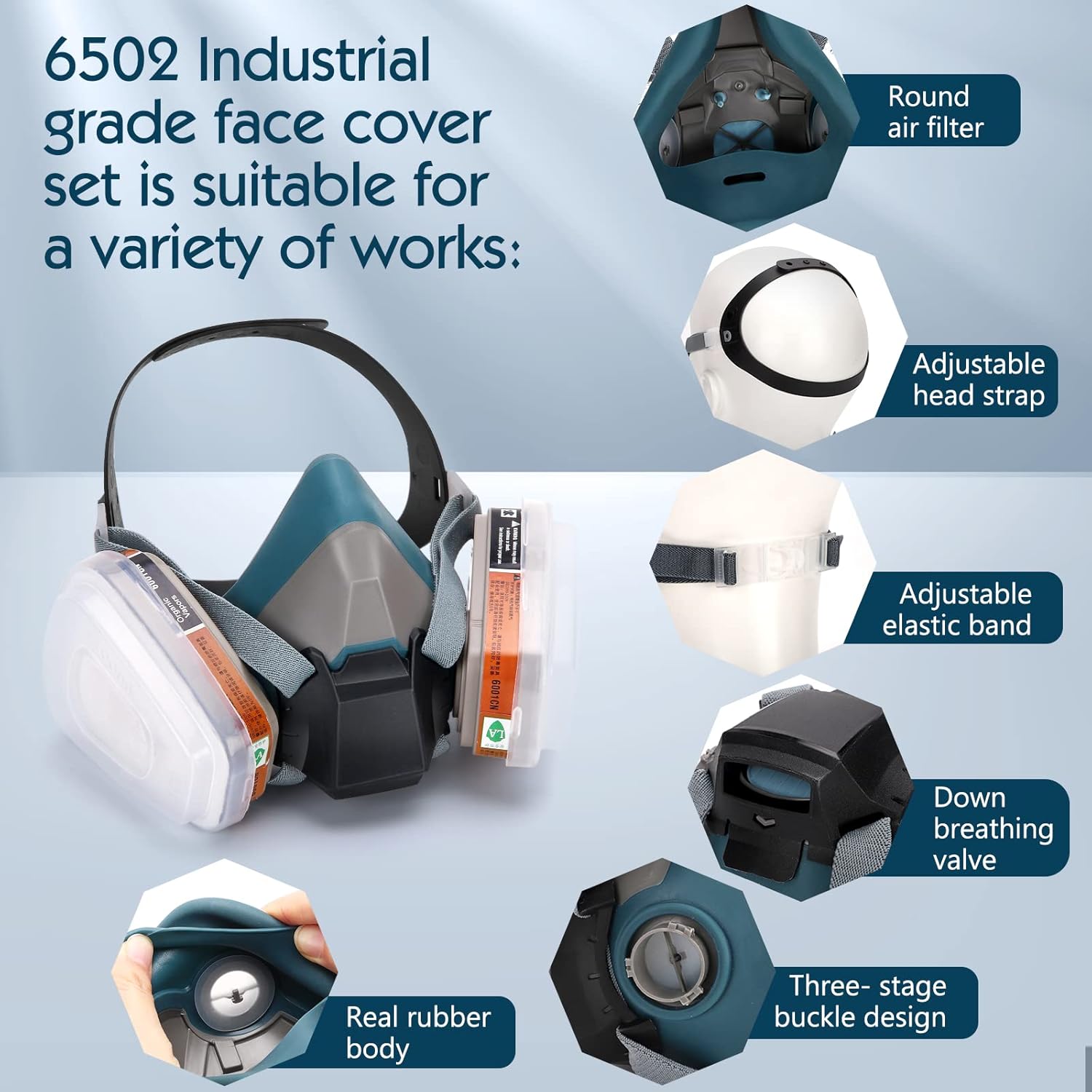 ANUNU Respirator Mask, Reusable Gas Masks with Filters and AntiFog