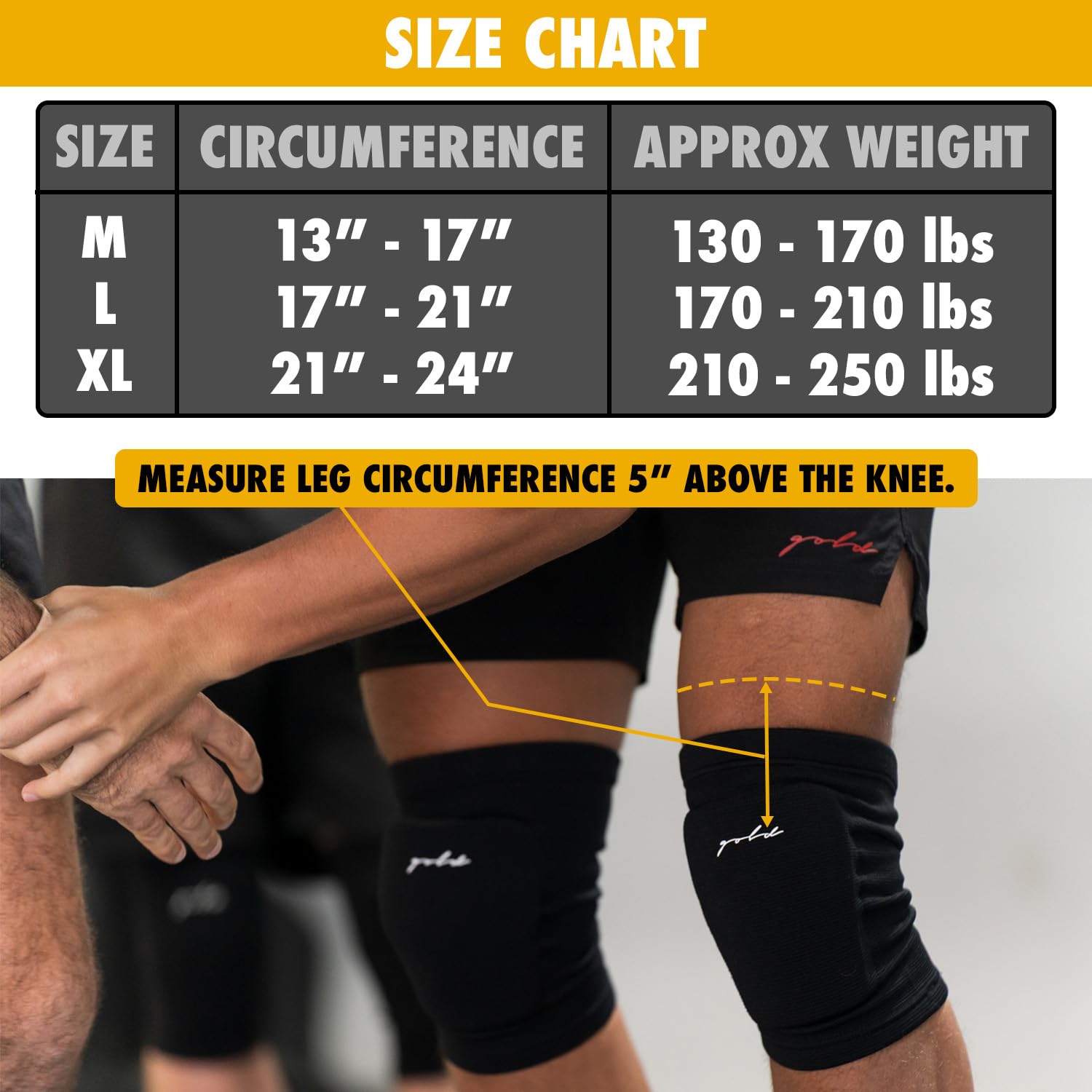 Gold BJJ Knee Pads for Jiu Jitsu, Wrestling, and MMA - Set of 2 (X-Large)