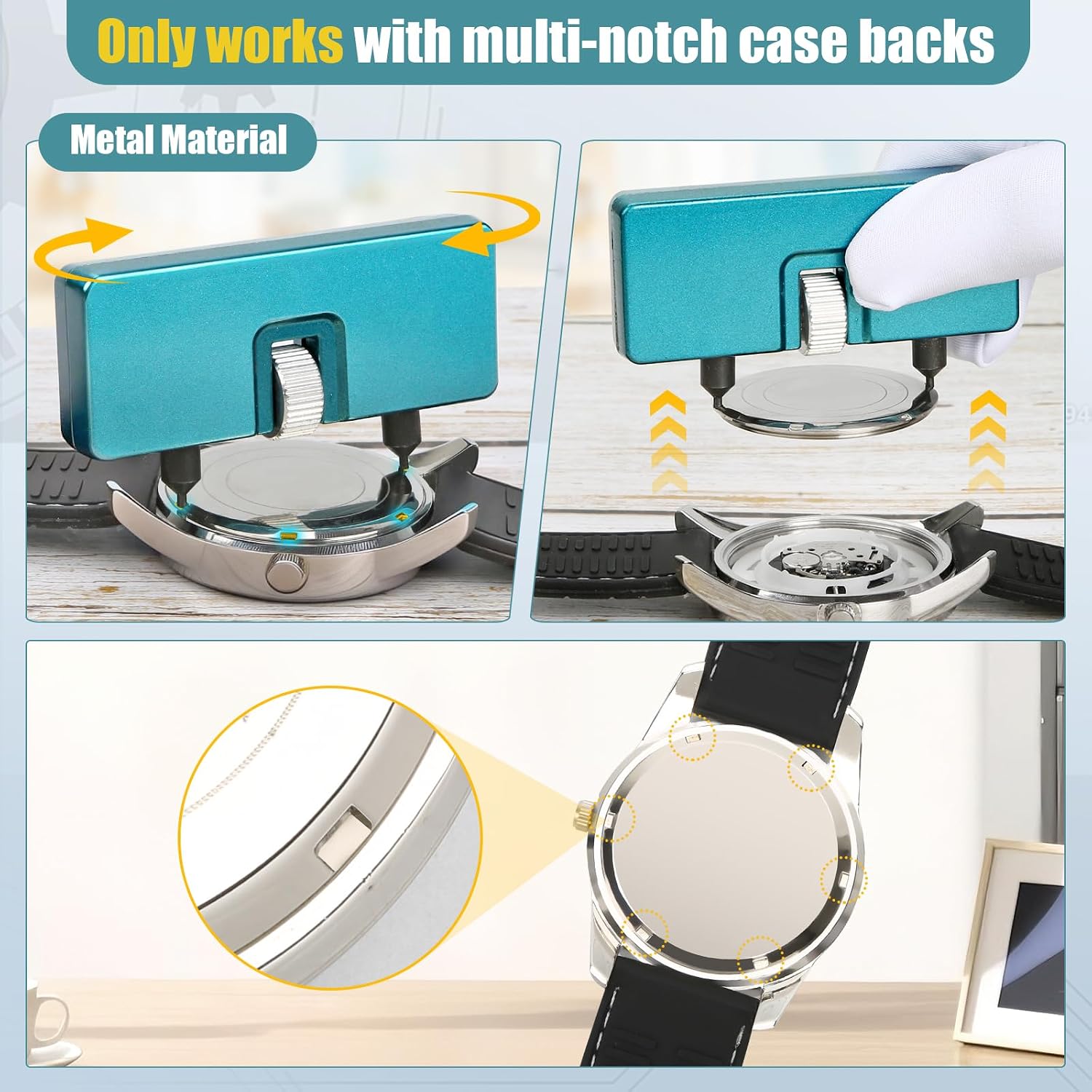 Watch Battery Replacement Tool Kit – Adjustable Case Opener, Watch Band Strap Remover & Pry Back Case Opener, Removal Install Repair Tool for Watch Bands