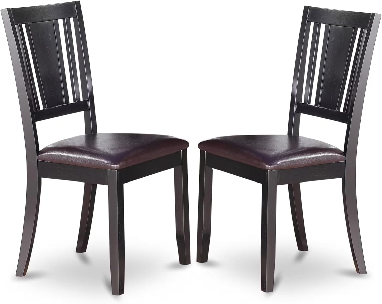 East West Furniture DUC-BLK-W Dudley Dining Room Chairs - Slat Back Solid Wood Seat Chairs, Set of 2, Black