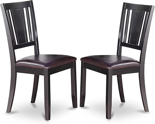 Miniatura 6 de East West Furniture DUC-MAH-LC Dudley - Sillas de cocina y comedor tapizadas de piel sintética, juego de 2, caoba Duc-mah-lc,Negro