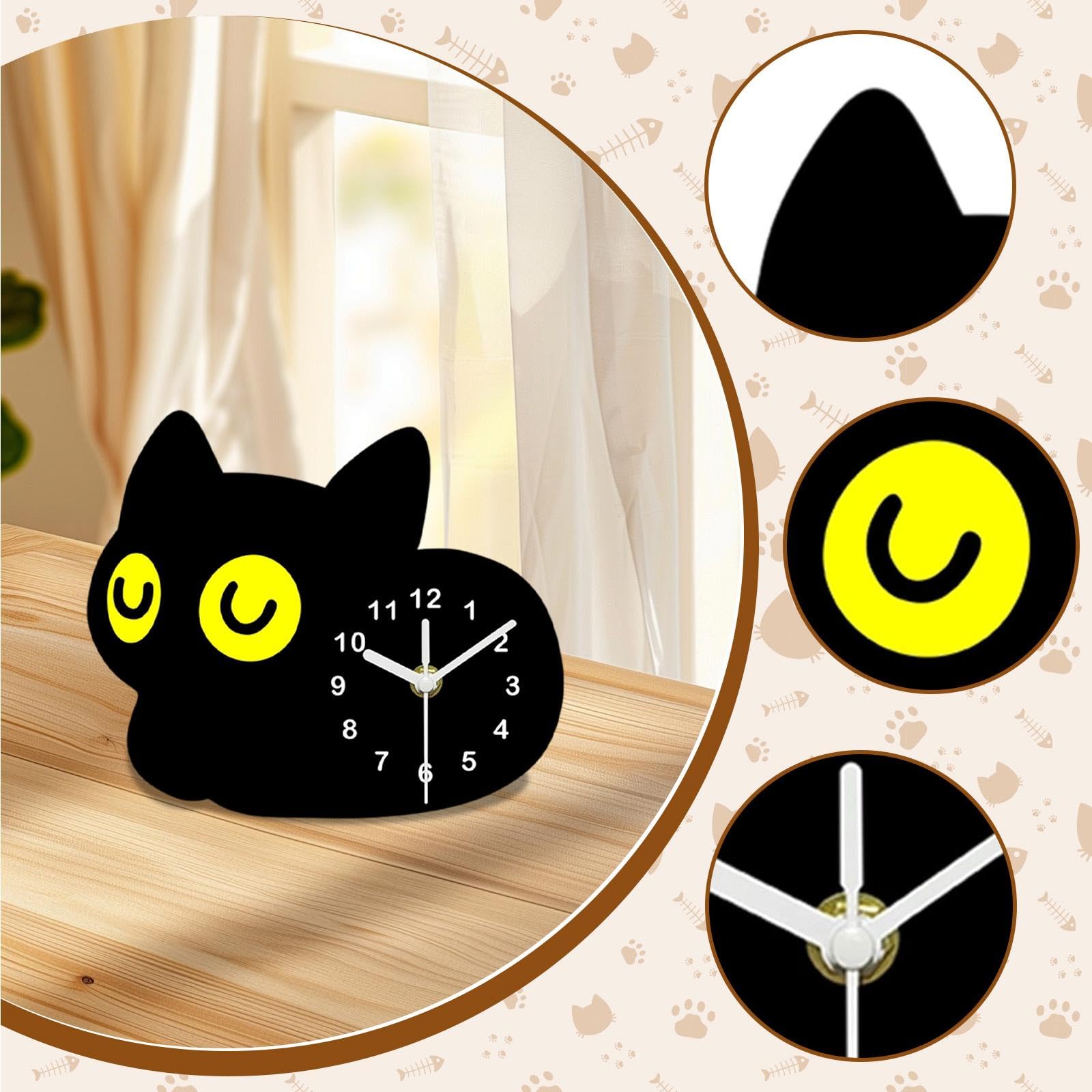 Amazon.co.jp: Nsaroche 猫の置時計、動物モチーフコレクション、寝室