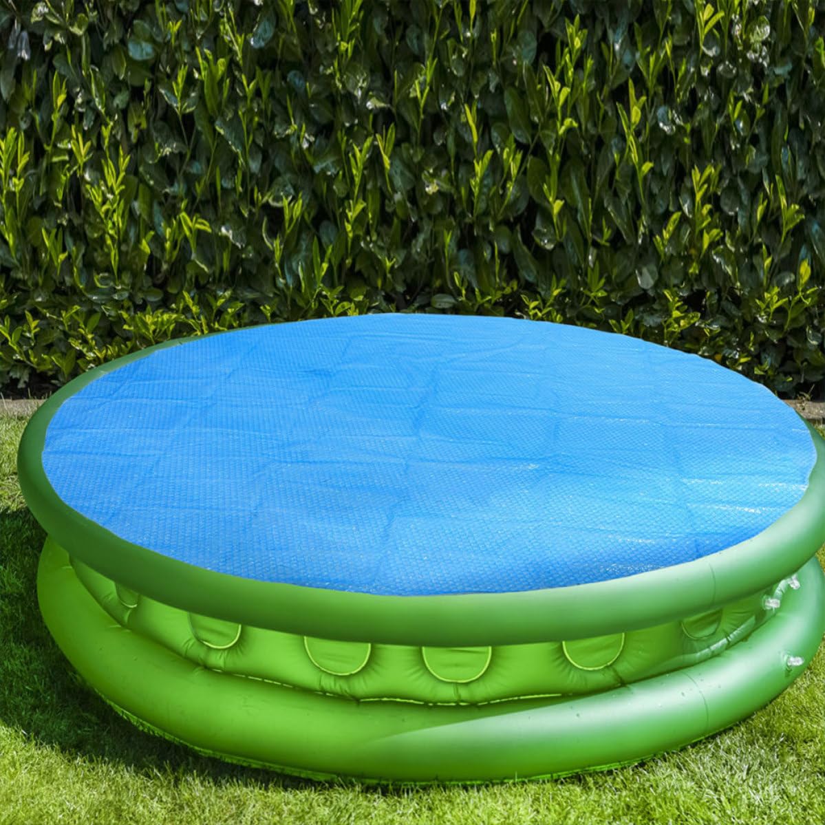Happyyami Couverture de Piscine Ronde en PE pour Spa Gonflable et Piscine Enterrée, Protection Thermique et Prévention des Débris, pour L'