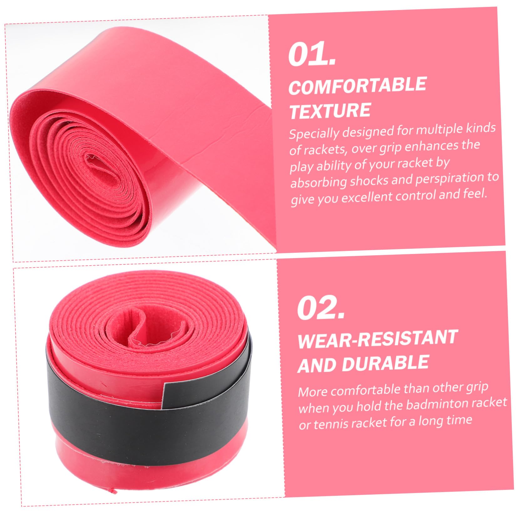BESPORTBLE Colla per Racchette da Badminton Fasce per Racchette Assorbenti Il ​​Sudore Overgrip per Racchette da Badminton Overgrip da Tennis Nastri per Racchetta Viola,Porpora Pu