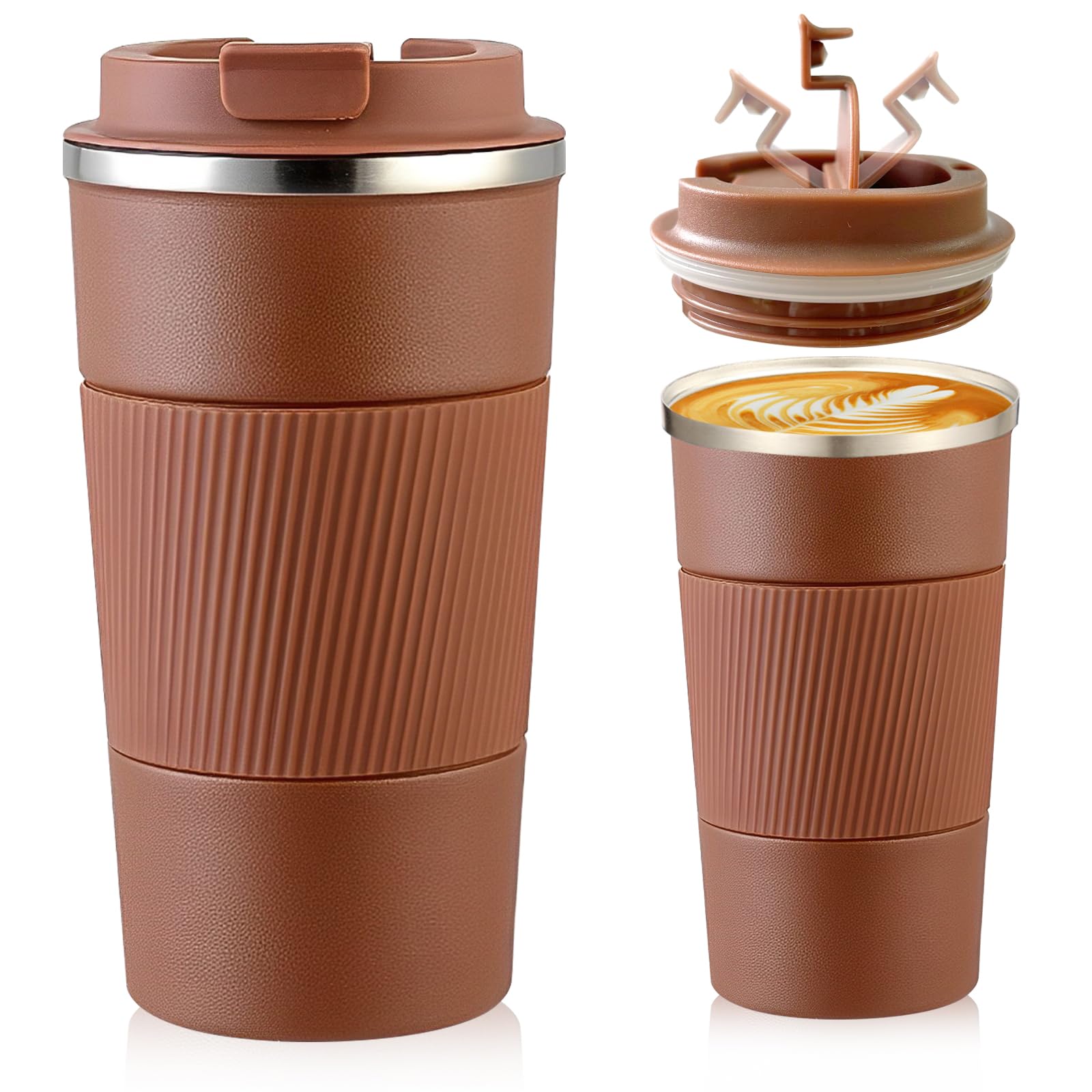Senshuomy Travel Mug, Insulated Coffee Cup with Leakproof Lid, Reusable Coffee Cups Travel Cup
