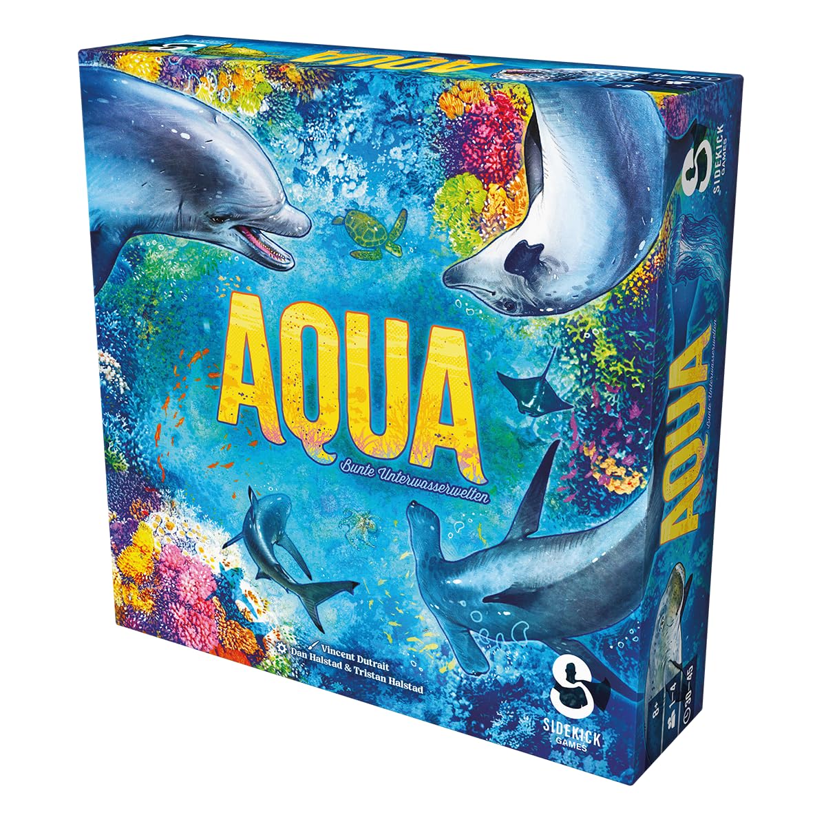 Asmodee Sidekick Games, Aqua : Mondes sous-Marins colorés, Jeu Familial, Jeu de Ponte, 1-4 Joueurs, à partir de 8 Ans, 30-45 Minutes, Allemand