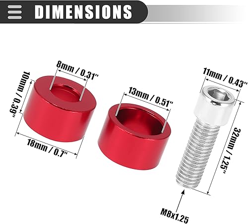 Miniatura 14 de Motoforti Pernos de arandelas de copa colector de escape M8x1.25, pernos de copa de cabezal de escape de carreras de motores, para Acura NSX Púrpura