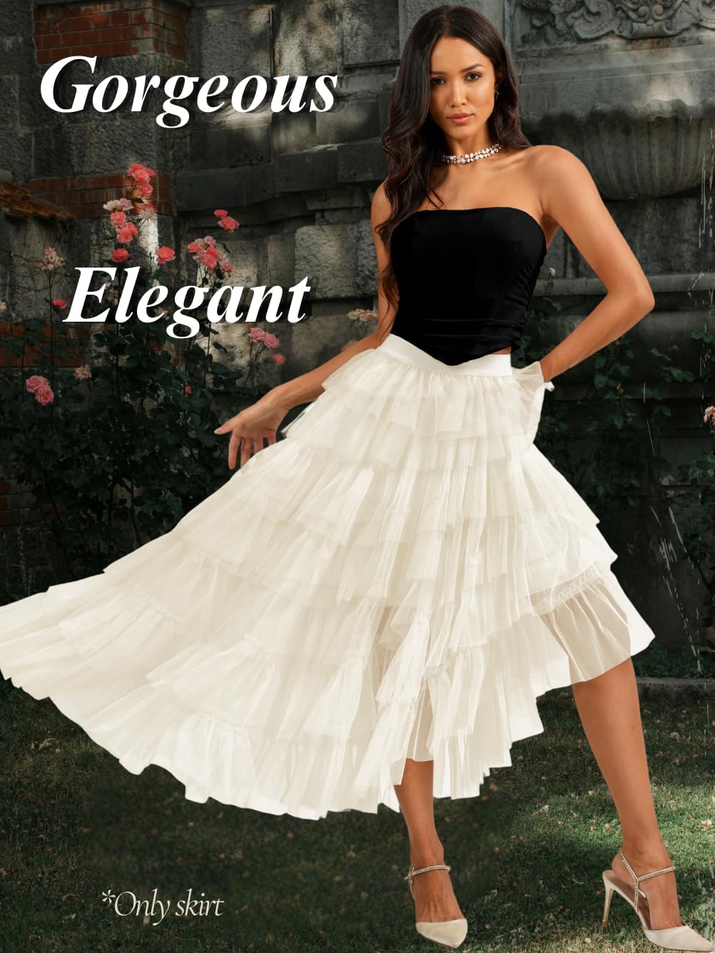 Kaei&Shi Long Tulle Skirts,Rainbow Layered Ruffle Tutu Fairy Skirt,Pride Outfits for Women Fits 0-14