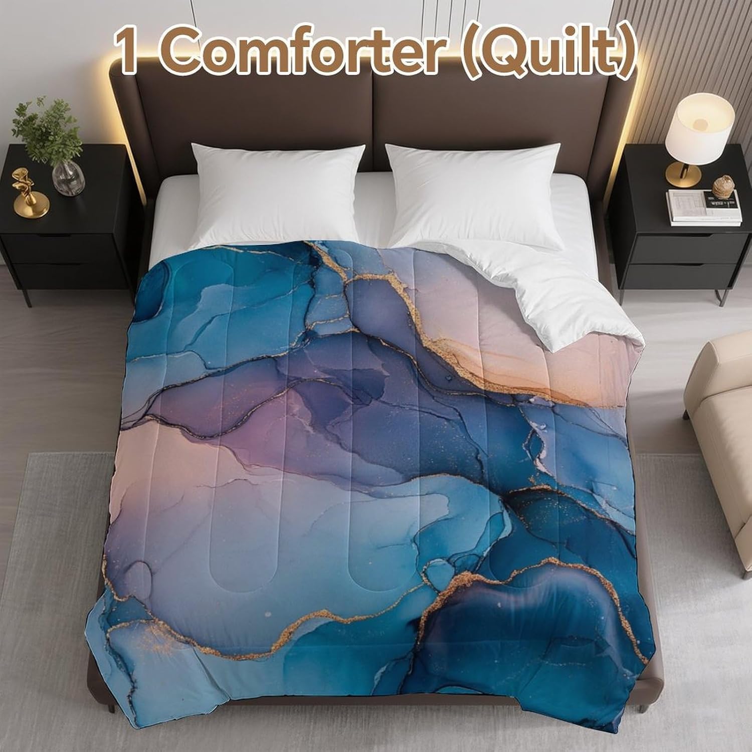 Abstract Marble Texture Comforter Bedding Heavy Bed Blanket Soft Warm Fluffy All Seasons Only Quilt 229x229cm