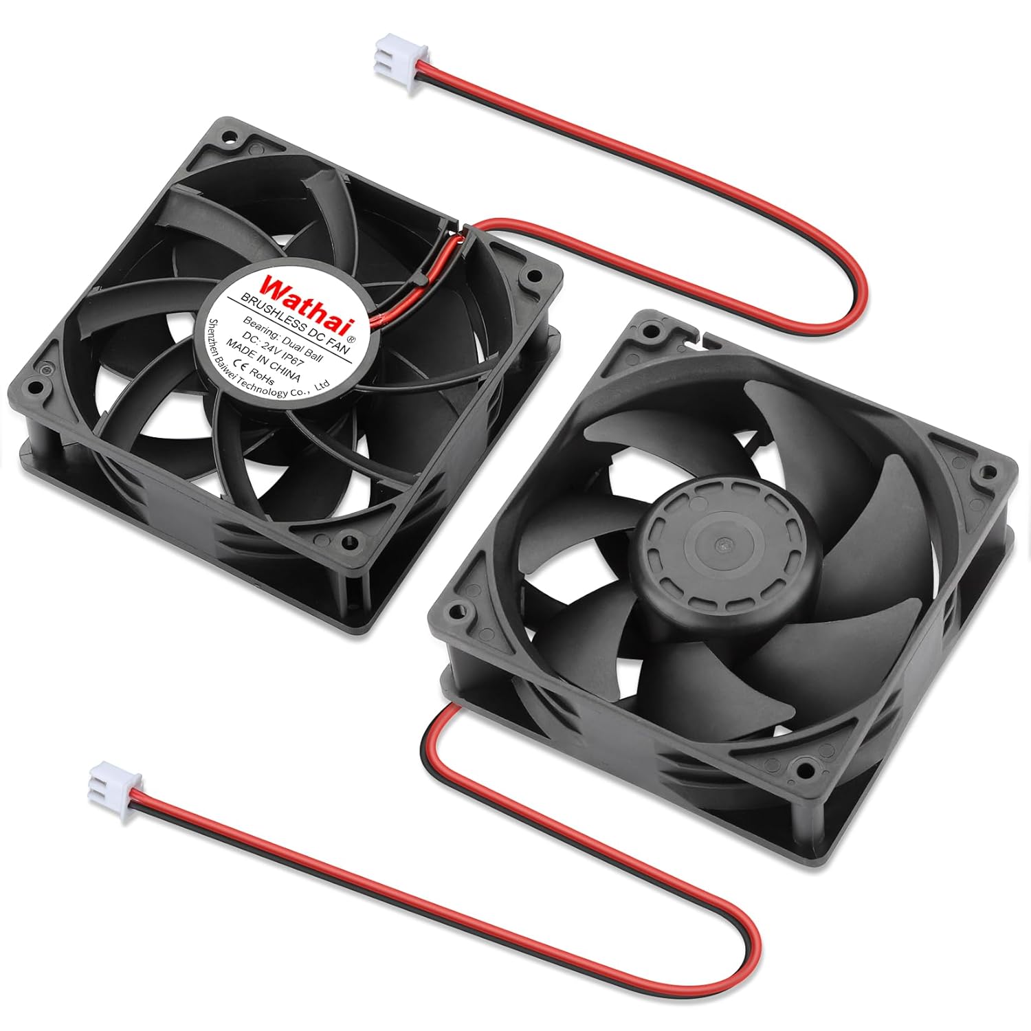 2 Pack Wathai IP67 Waterproof 120x120x38mm 24V DC 120mm Fan 2 Pin Dual Ball Case Fans Efficient and Reliable Cooling for Plasma Cutters, PC