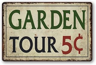 Retro Garden Tours 5 Cents Tin Sign with Hummingbird - Vintage Metal Wall Decor for Garden, Farm & Home 8x12 Inch