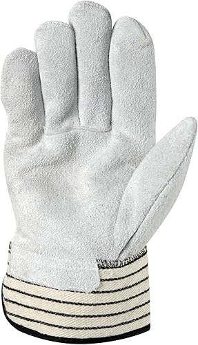 Miniatura 2 de Wells Lamont Guantes de trabajo de cuero con puño de seguridad, palma de gamuza, extra grandes (4000XL) gris, XL
