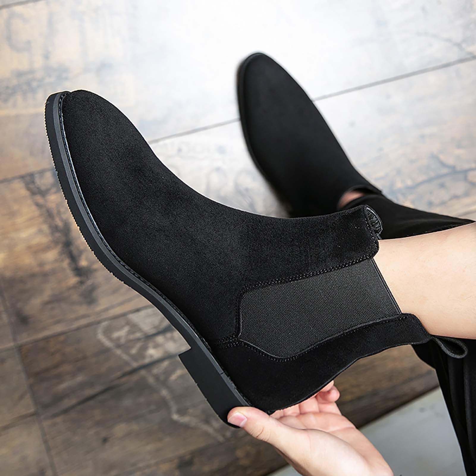 Chelsea in Suede da Uomo, alla Caviglia Classici Slip-On con Lati Elastici, Eleganti per Occasioni Casual E Formali