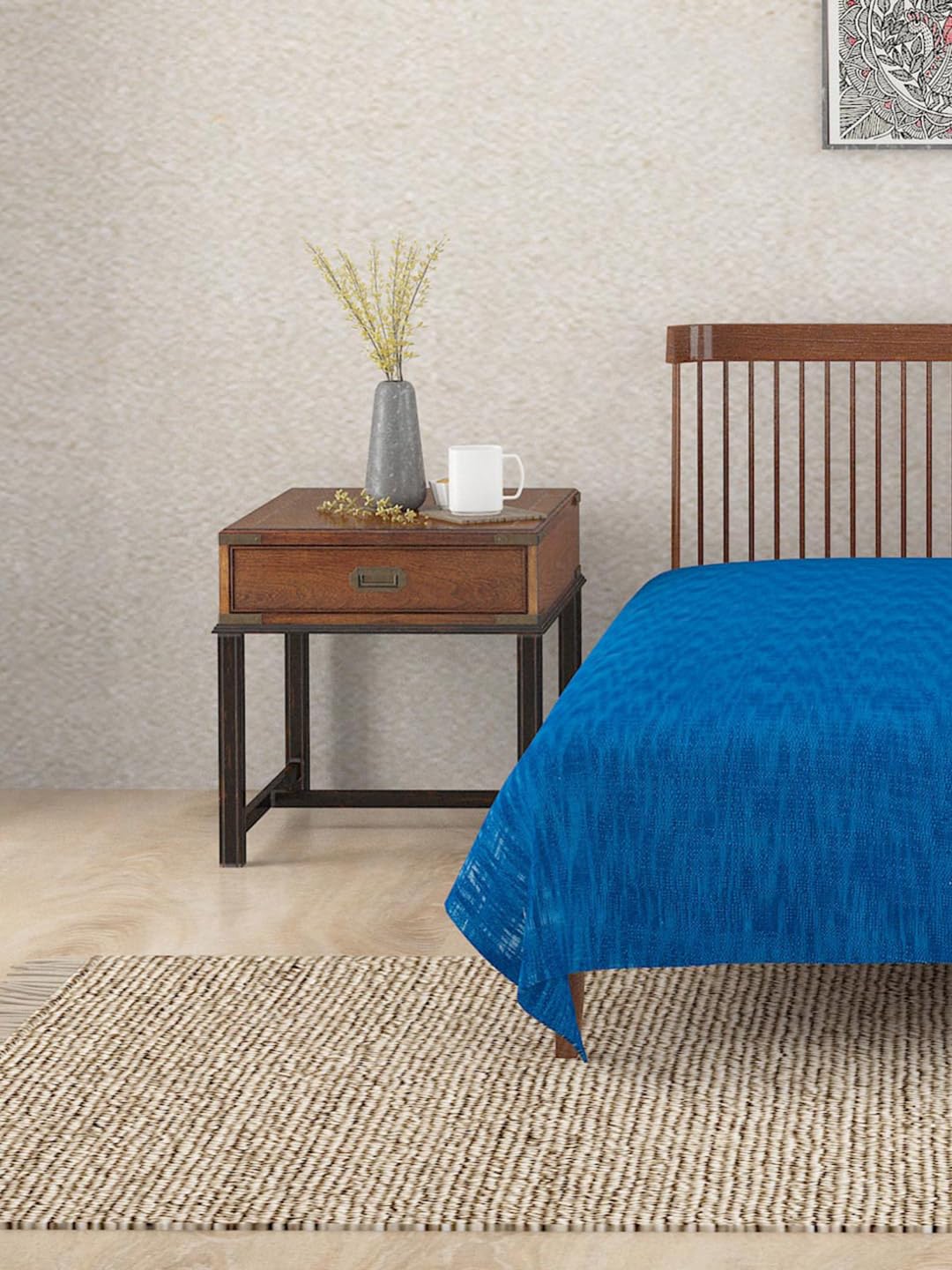 Fabindia Blue Chaman Cotton Single Bed Cover-image-36