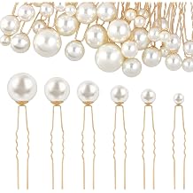 36 Pcs Wedding Pearl Hair Pins 6 Sizes Pearl Bobby Pins U Shaped Rhinestone Hair Clips Bridal Pearls Rhinestone Pearls Hair Accessories for Brides Bridesmaid Women Gifts