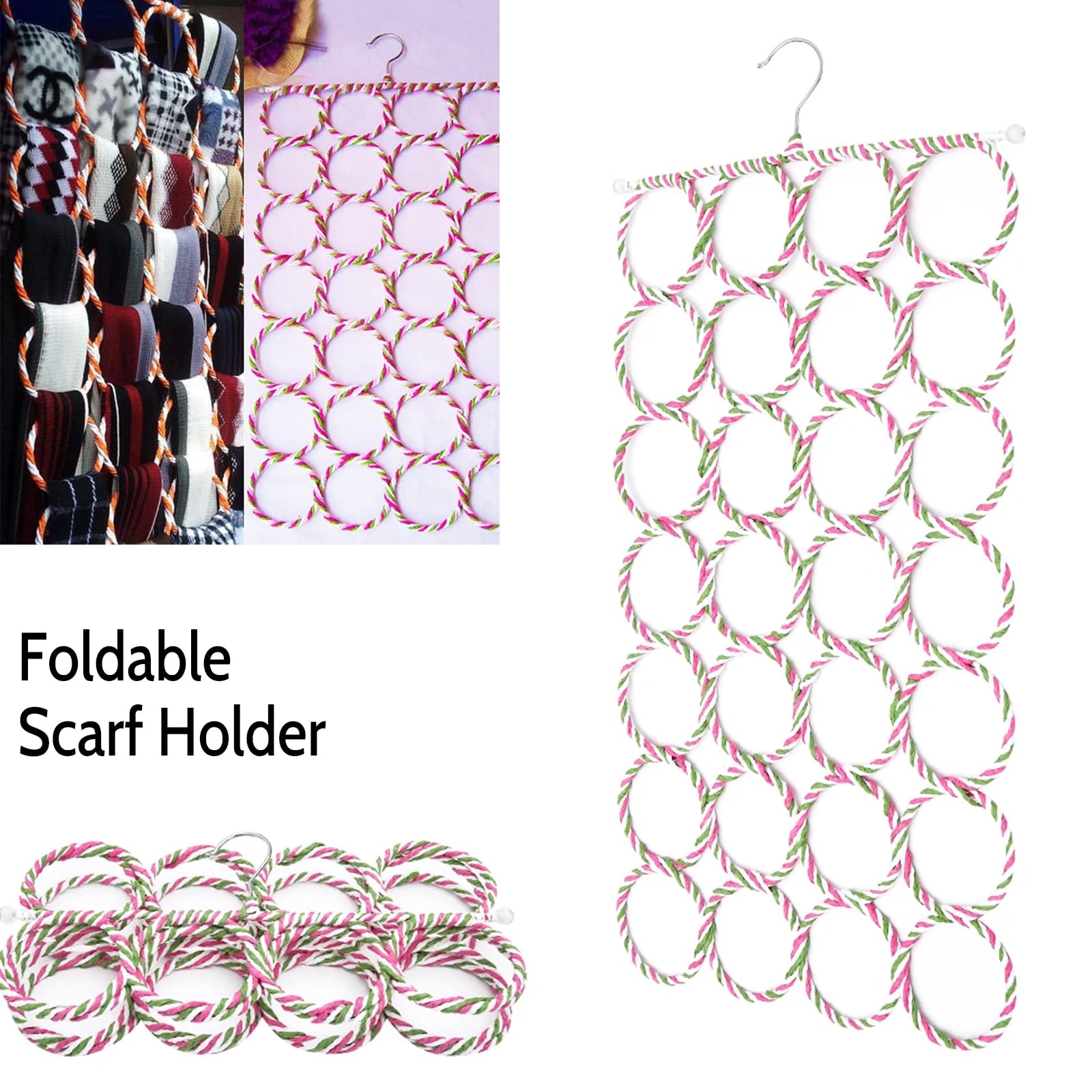 Schalhalter Aufhänger 2 PCS Schalhalter mit 28 Löchern 360 Grad Schalhalter Gürtelhalter Organizer Gürtelhalter Gürtelbügel Haken Mehrzweck Kleiderbügel für Tücher, Krawatten, Schals, Gürtel