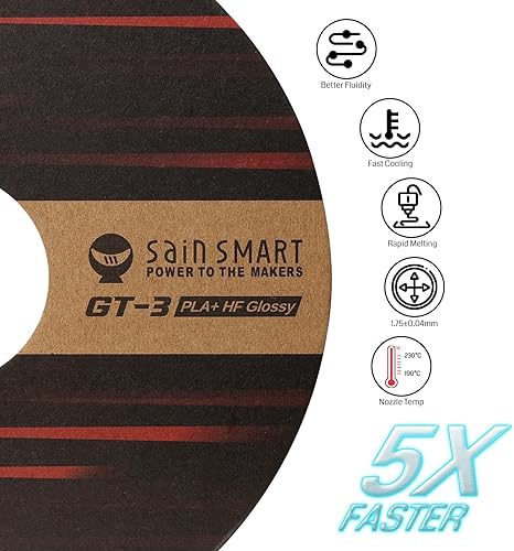 Vista 26 de SainSmart GT-3 High Flowability Flexible PLA Filament 1.75mm, High Flow 3D Printer Filament for High-Speed Printing, 2.2 LBS (1KG) Spool, White