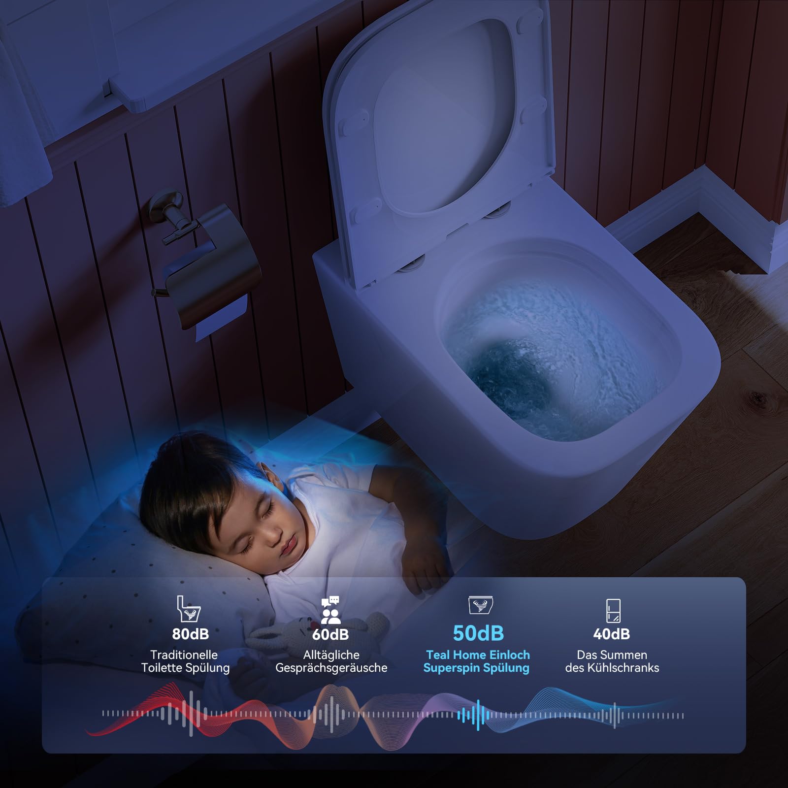 Wisząca WC z wolnoopadającą deską – toaleta z jednootworową spłukiwaną superspinem – WC naścienna do WC dla gości – ceramiczna muszla klozetowa z miękkim domykaniem – 50,5 × 34 × 36 cm