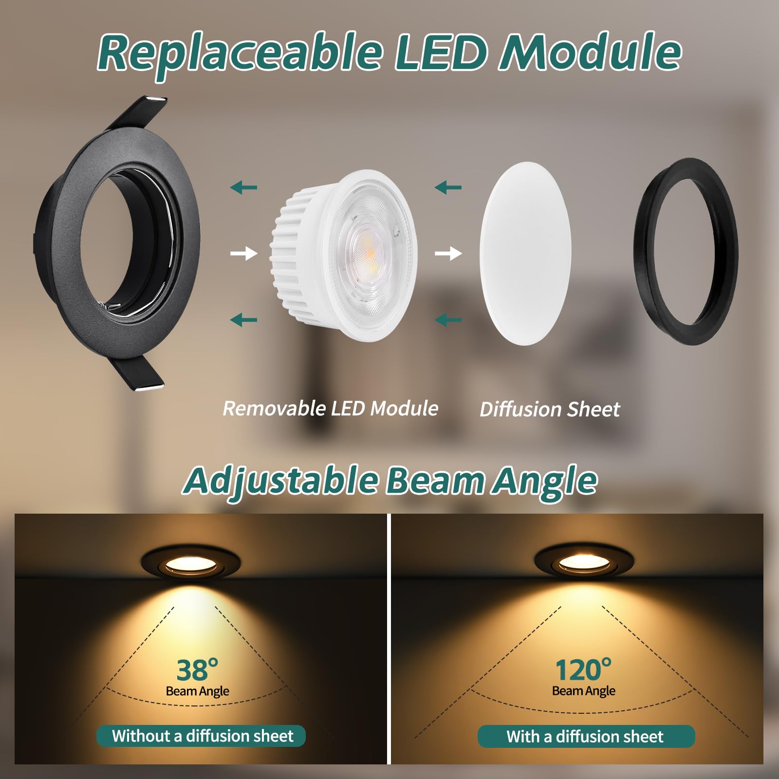 6 Faretti LED Da Incasso Dimmerabili 60-70mm, 5W 550LM IP44, 3 Temperature Colore, Per Cartongesso