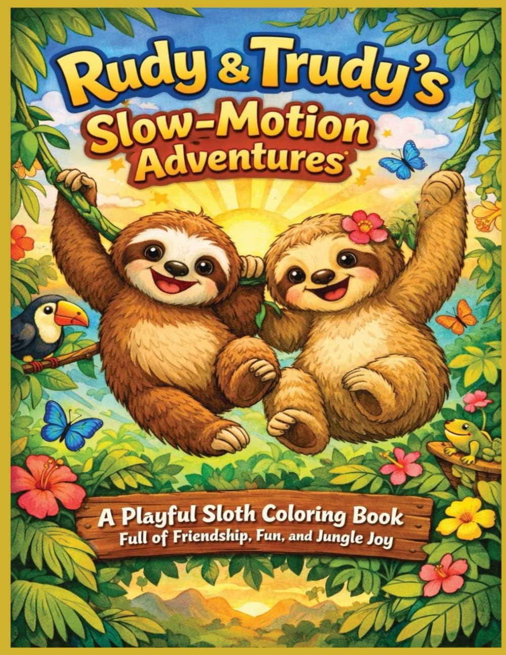Rudy And Trudy's Slow-Motion Adventures: 25 Playful Sloth Coloring Book Pages Full of Friendship, Fun, and Jungle Joy