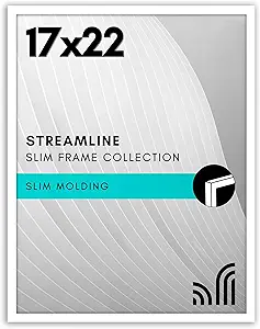 Americanflat 17x22 Picture Frame with Polished Plexiglass - Streamline Collection - Thin Border Picture Frame for Wall Display - Hanging Hardware Included - White