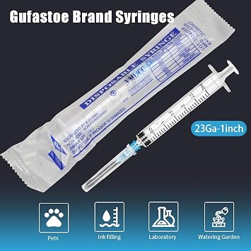 100Pack 3ml/cc with 23 G Safety Luer-Slip Individually Wrapped