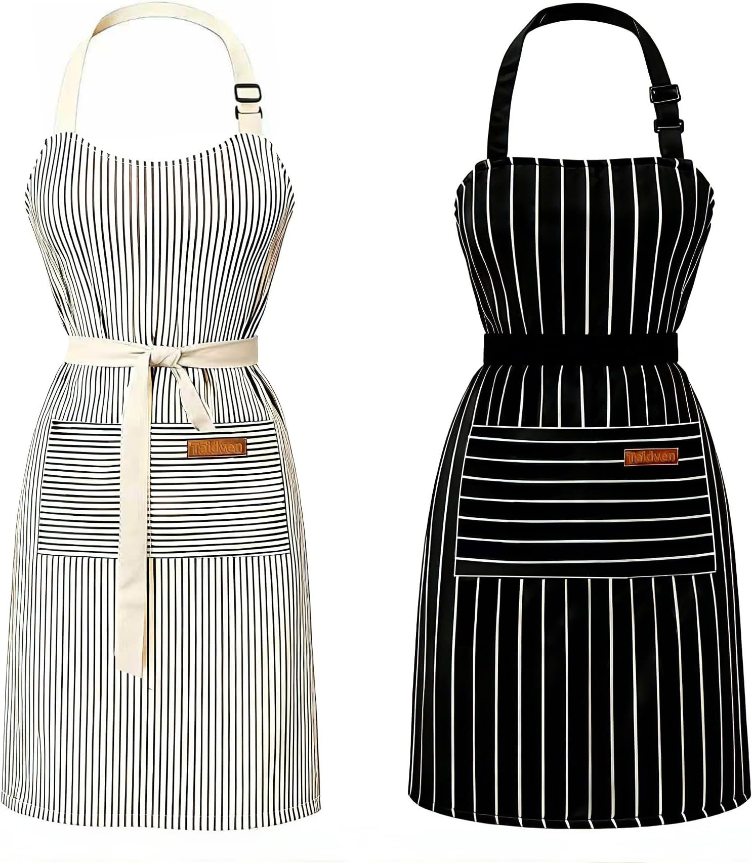 Taidven 2 Pack Apron - Unisex, Adjustable Bib Kitchen Apron, Cooking Apron, Aprons for Women Men with Pockets, Chef Aprons