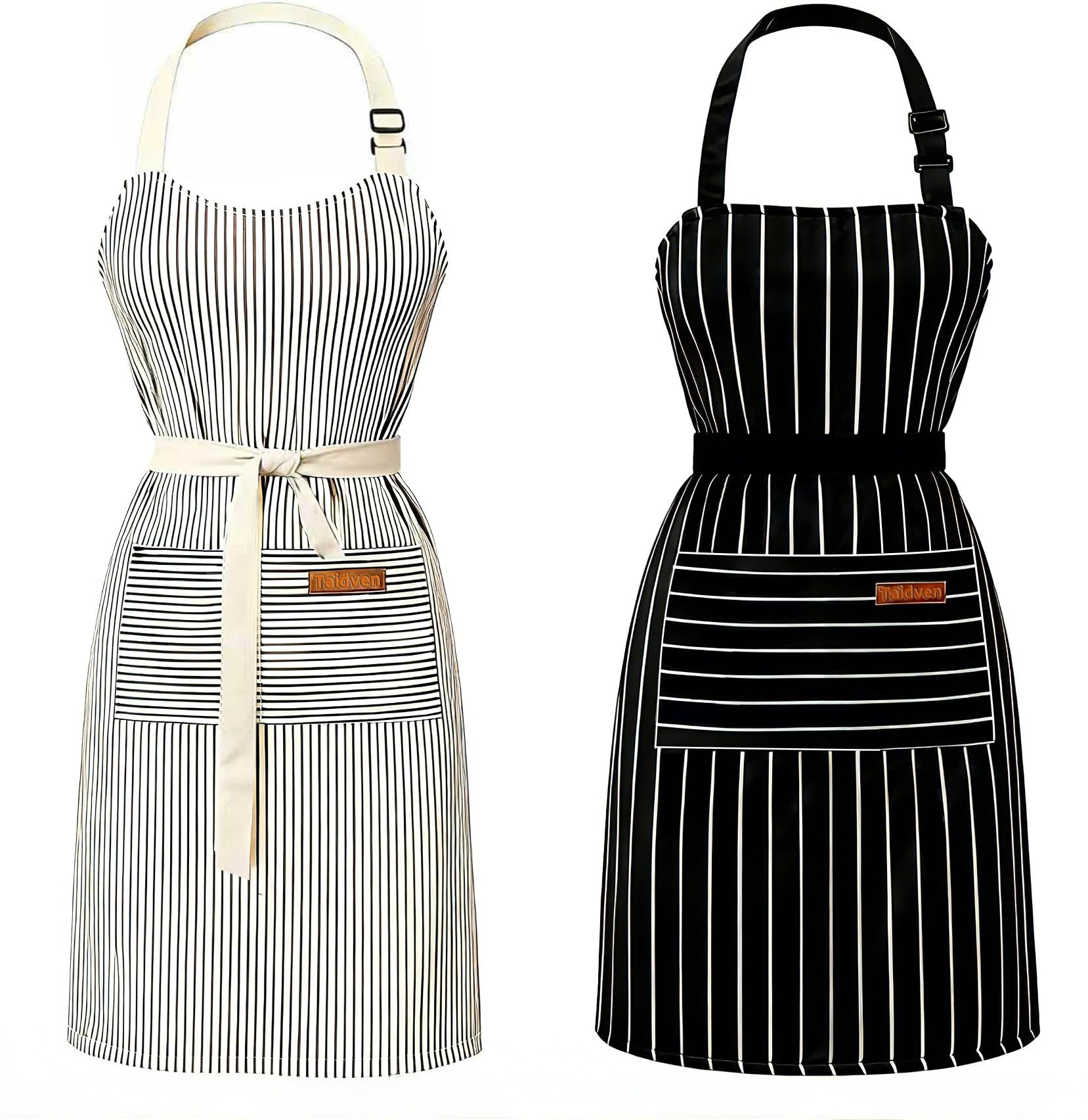 Taidven 2 Pack Apron - Unisex, Adjustable Bib Kitchen Apron, Cooking Apron, Aprons for Women Men with Pockets, Chef Aprons