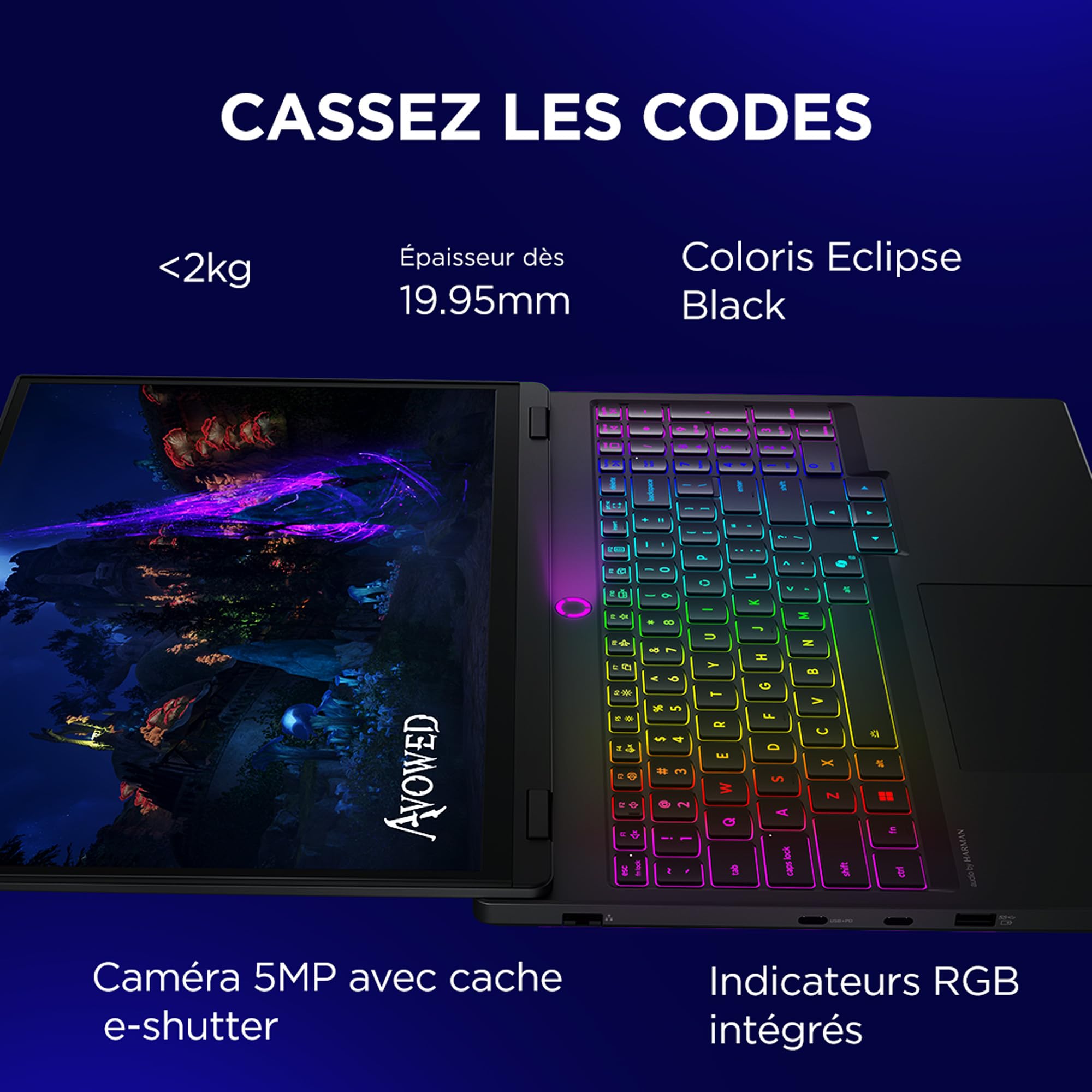 Lenovo Legion 5 15IRX10 - Ordinateur Portable Gaming 15.1'' OLED WQXGA 165Hz (Intel Core i7-13650HX, RAM 16Go, SSD 1To, NVIDIA RTX 5060 8GB, Windows 11) Clavier rétroéclairé RGB AZERTY Français - Noir