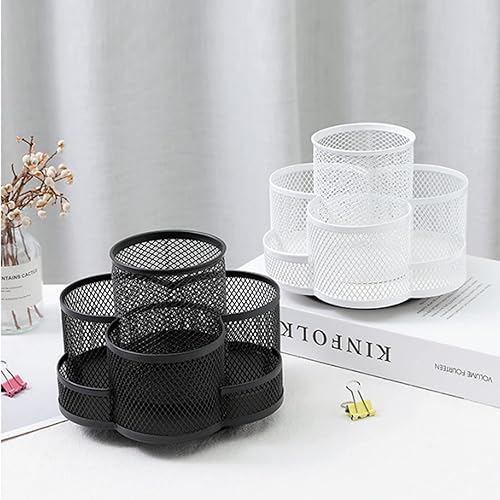 Miniatura 4 de Soporte giratorio de malla metálica 360 para lápices, organizador de papelería, organizador de bolígrafos, organizador de brochas de maquillaje para