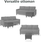 Zinus Hudson Sectional, Convertible Sofa, Light Grey