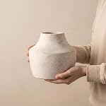 5.3 Inch Small Vintage Ceramic Flower Vase,Easter Rustic Farmhouse Vase For Home Decor,Distressed Decorative White Vase for Table Entryway Mantel Centerpiece Bookshelf Living Room Bedroom (105-rustic)