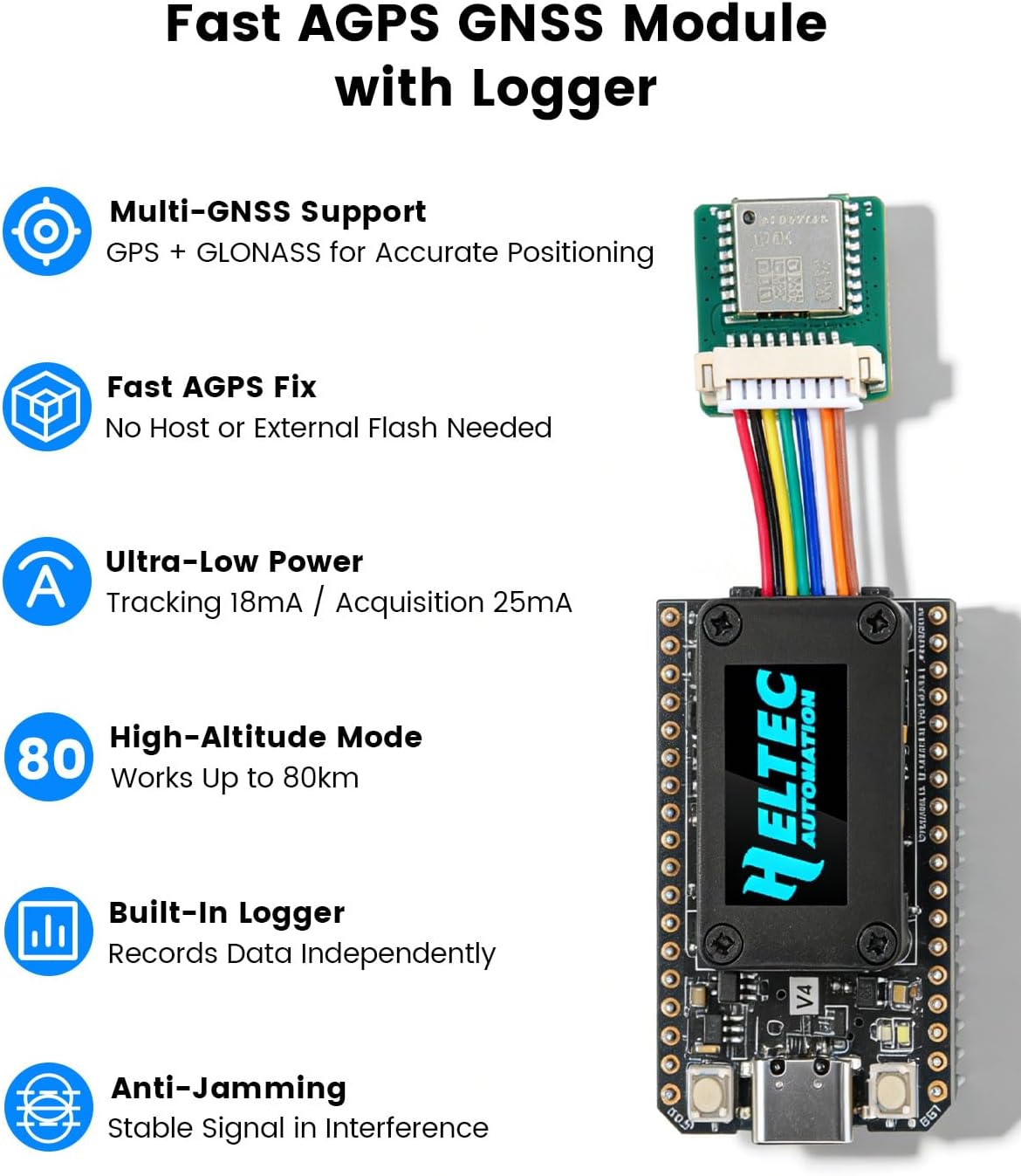 WiFi LoRa 32 V4 ESP32 Development Board with OLED Display, GPS Module, 27dBm SX1262 Chip, 915 MHz Antenna, Compatible with Arduino IDE for IoT & LoRaWAN Projects
