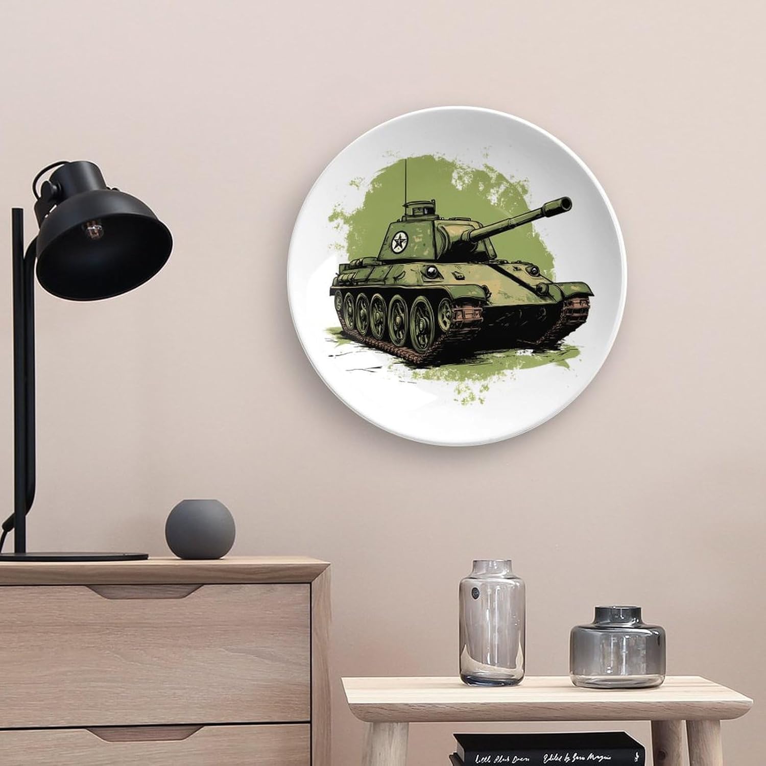 Medium Tank Decorative Plates for Display Ceramic Plate Tray with Stand Hanger Home Decor
