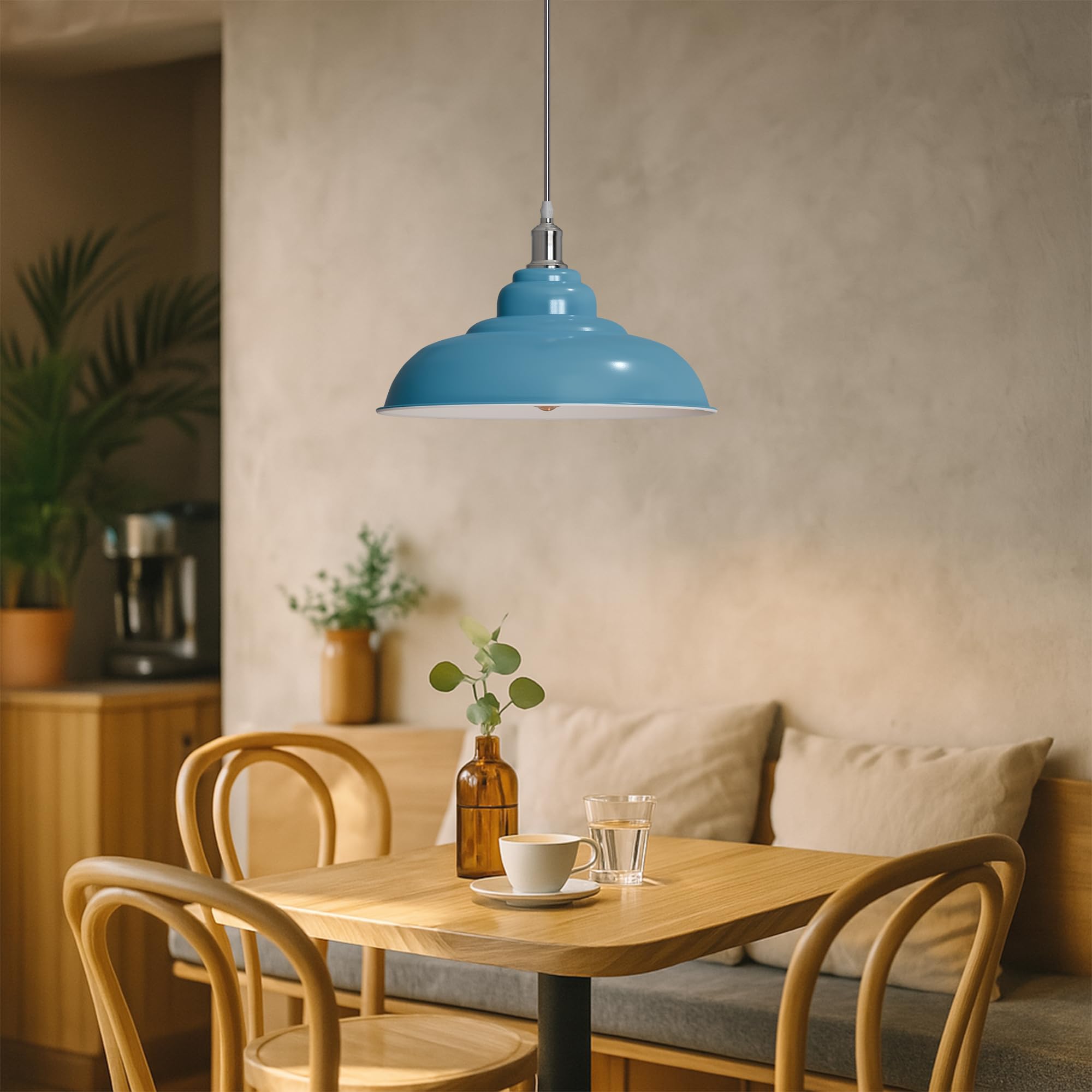 LEDSone Deckenpendelleuchte - Moderner Vintage-Look, E27, Metallschirm, Höhenverstellbar (bis 95 Cm) - 2er-Pack, Blau
