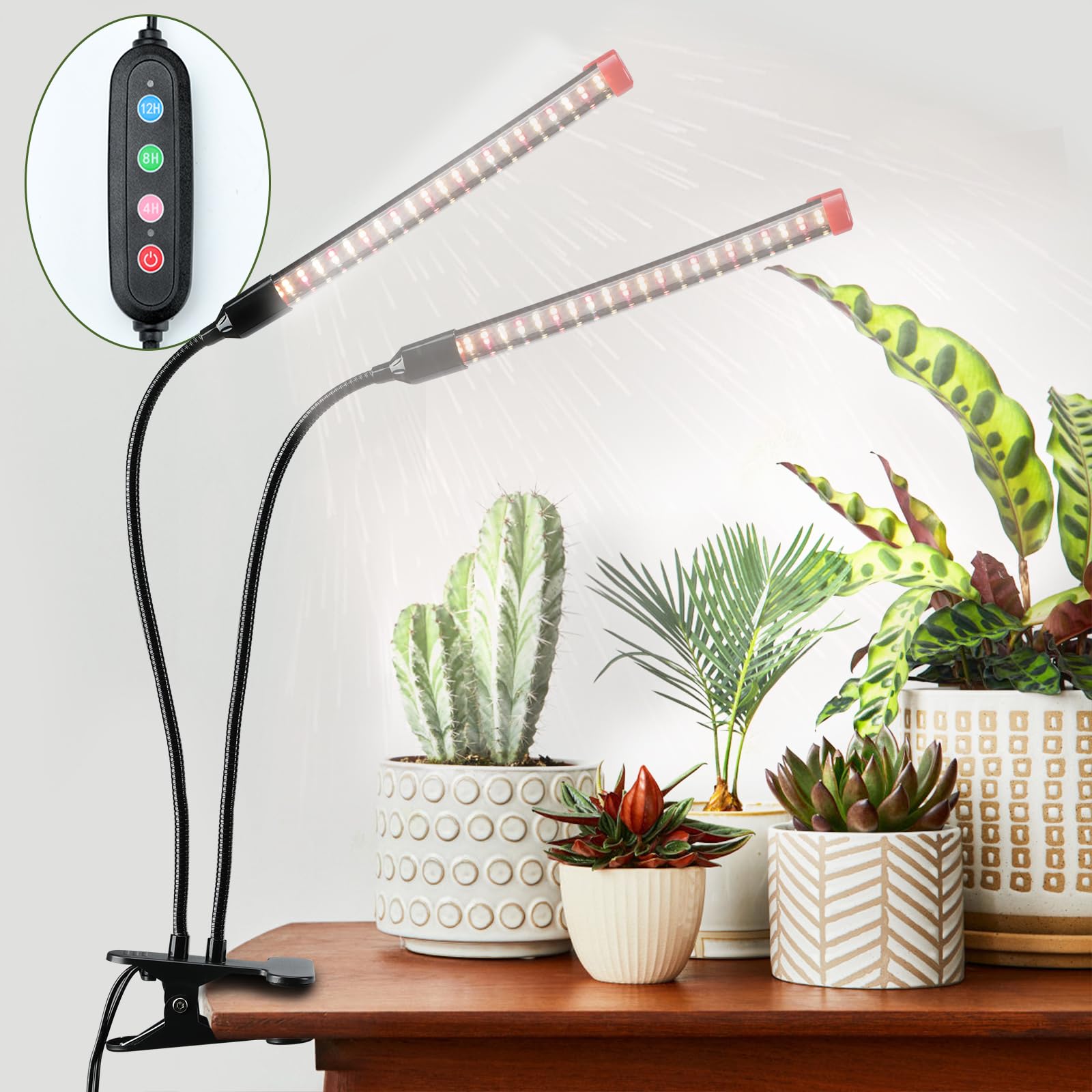 FECiDA 18W Clip Pflanzenlampe 2000 Lumen, Vollspektrum Pflanzenlampe mit Zeitschaltuhr für Zimmerpflanzen, Grow Light mit High PPFD Wachstumslampen für Blumen, Gemüse, Hydroponik mit Timer 4,8,12 Hr