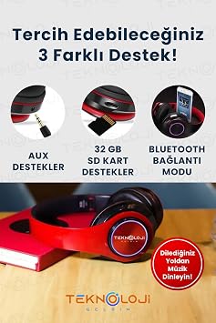 Wireless Earphone Bluetooth Earphone Headset With Microphone Foldable BLACK-RED With Led Light