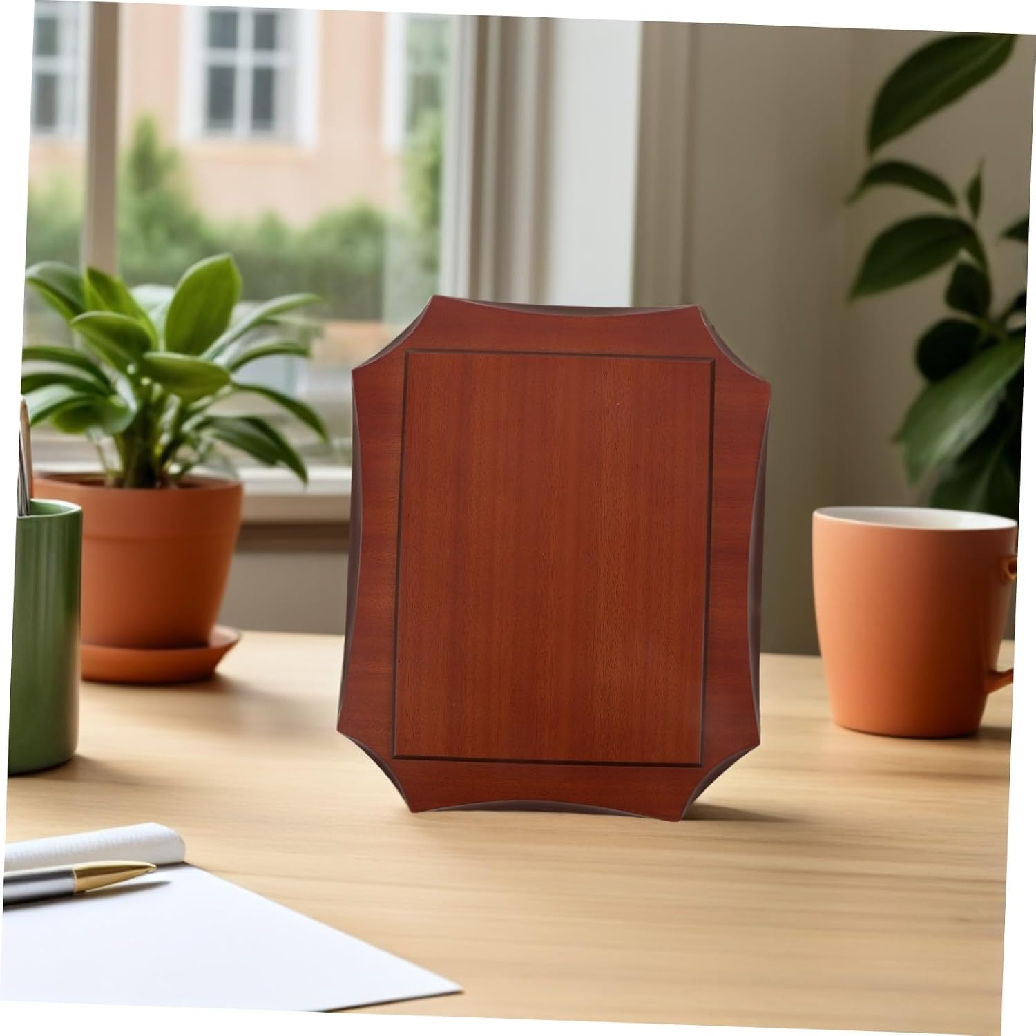 Wooden Medal Display Plaque Base – 1.8cm Thick Walnut Octagonal Standing Trophy Holder for Sports Awards and Medal Presentation on Desktop