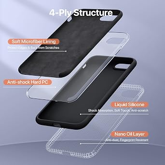 Miracase Silicone for iPhone SE 2022/SE 2020/7/8 Case,Black
