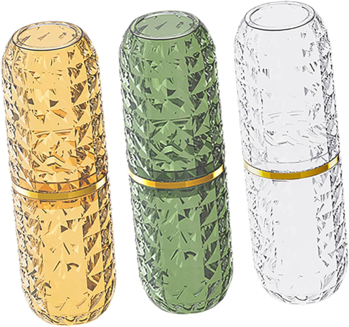 3pcs Portable Toothbrush Holder Set Transparent Green Bathroom Toothbrush Cup Organizer Travel Case with Toothpaste Holder