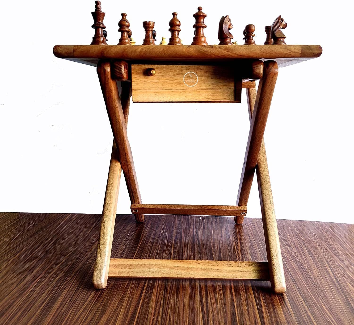 Tavolo magnetico di piccole dimensioni in legno di palissandro | Set di scacchi fatto a mano con tavolo da gioco pieghevole | Casa, ufficio, viaggi e regali | Qualità solida