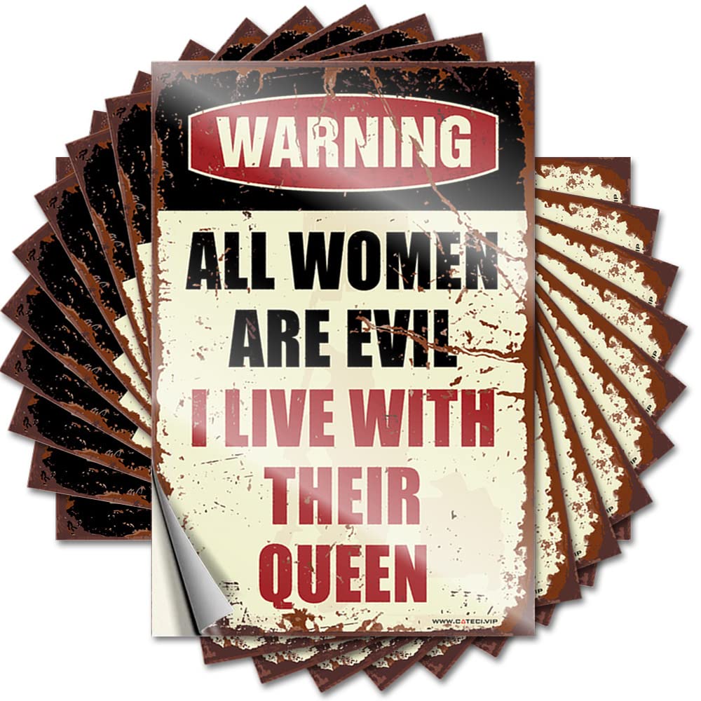 Tattoo Custom Waterproof Hat Warning All Women are Evil I Live with Their Queen - No Residue Decals for Sand(12X18CM)