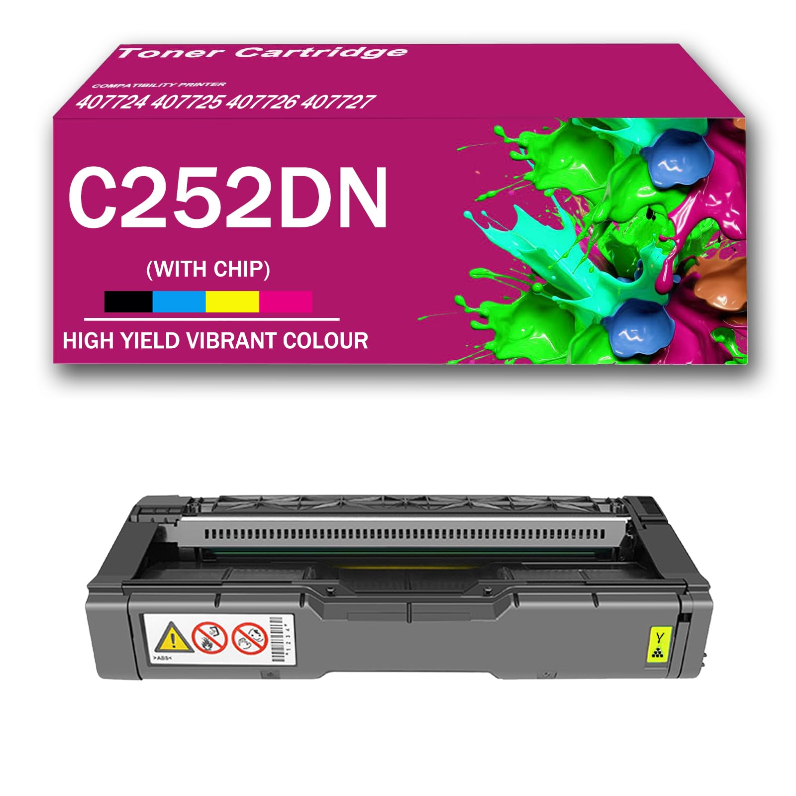 Zestaw tonerów o wysokiej wydajności (407724, 407725, 407726, 407727) – zamienniki do drukarek wielofunkcyjnych Ricoh SPC252DN, SPC252SF, SPC262DNW, SPC262SFNW,Yellow-1Pack