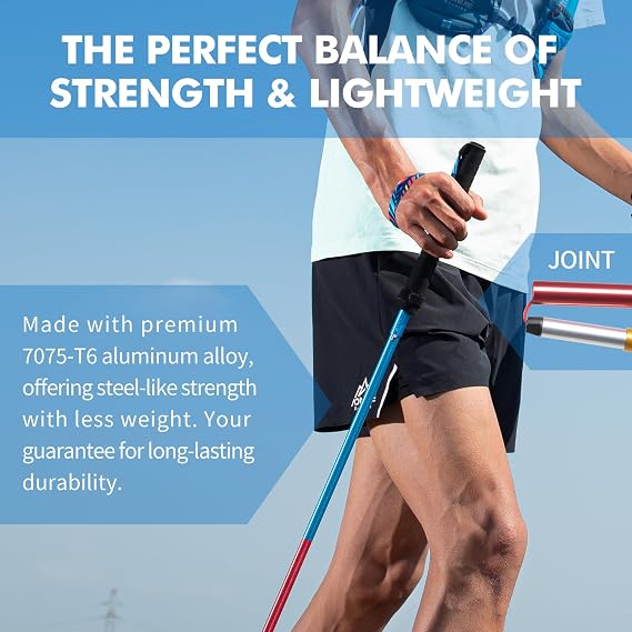 AONIJIE Trekking Poles 2-Pack - Anti-Shock Ultra-Light Collapsible Walking & Hiking Sticks for Trail Running, Backpacking, Camping