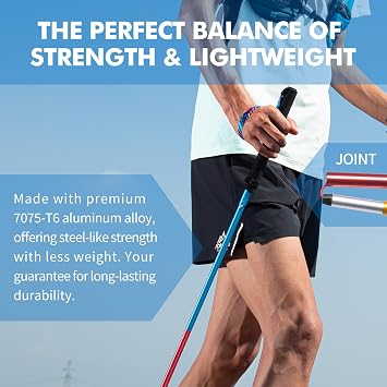 AONIJIE Trekking Poles 2-Pack - Anti-Shock Ultra-Light Collapsible Walking & Hiking Sticks for Trail Running, Backpacking, Camping