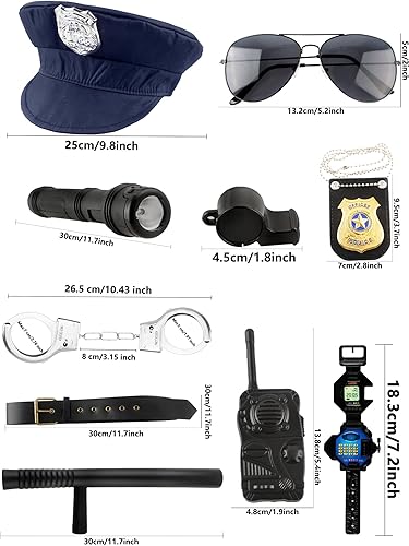 Miniatura 2 de Fahacop Disfraz de policía para niñas, uniforme de policía, disfraz de policía con accesorios de juguete para niña, fiesta de Halloween, juego de rol