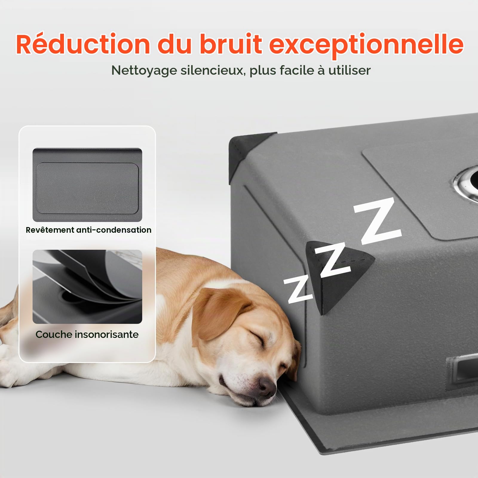 VEVOR Évier de Cuisine 40 cm à Montage par le Haut en Acier Inox 304, Cuve Simple à Poser avec Accessoires pour Camping-car, Bar, Lave-vaisselle Ménager - Noir