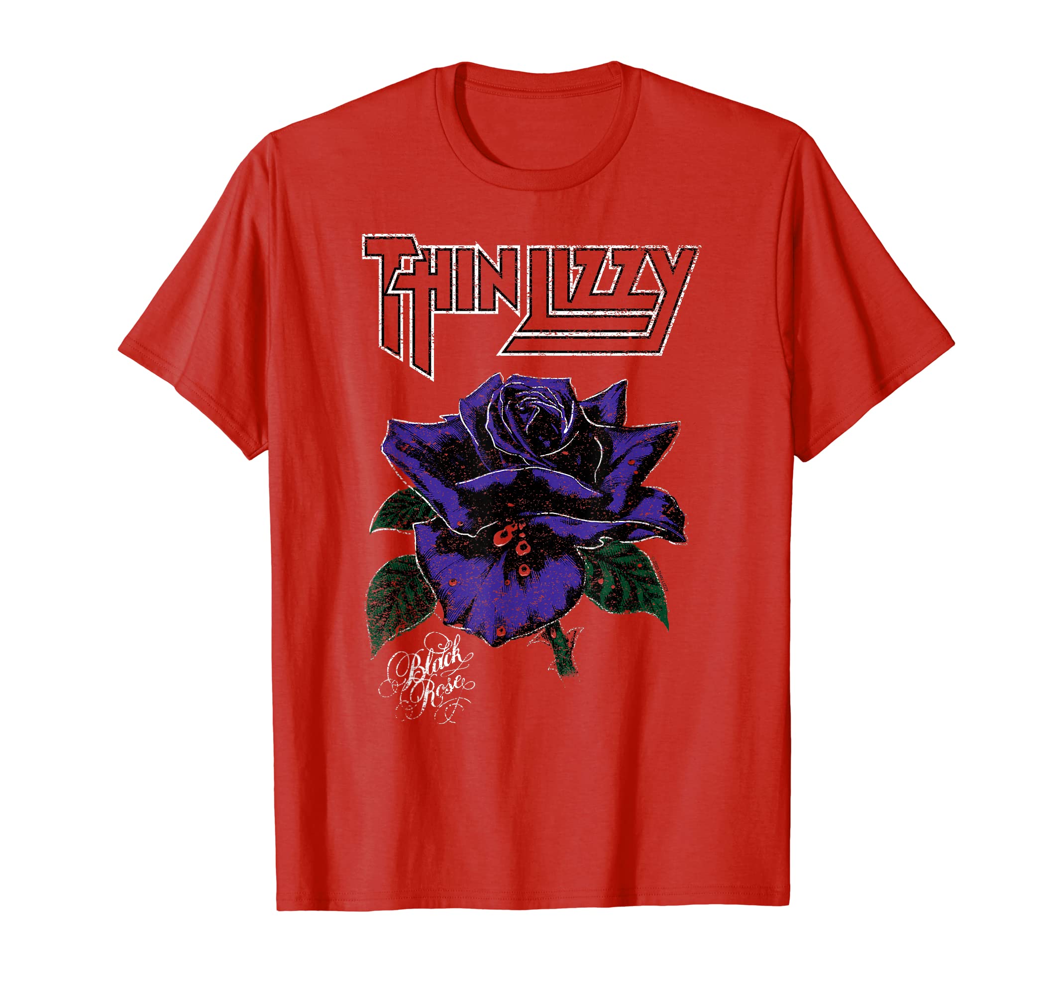 Amazon | Thin Lizzy – Black Rose On Red Tシャツ | Tシャツ